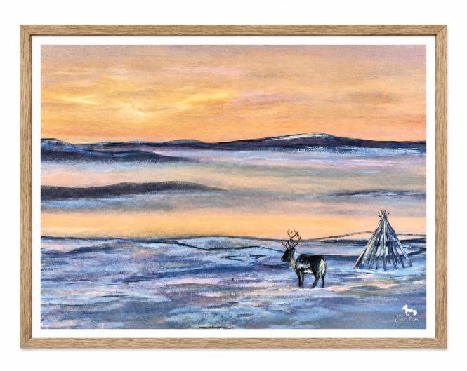 Huvudbild Poster Ren i vinterlandskap 21x30 cm