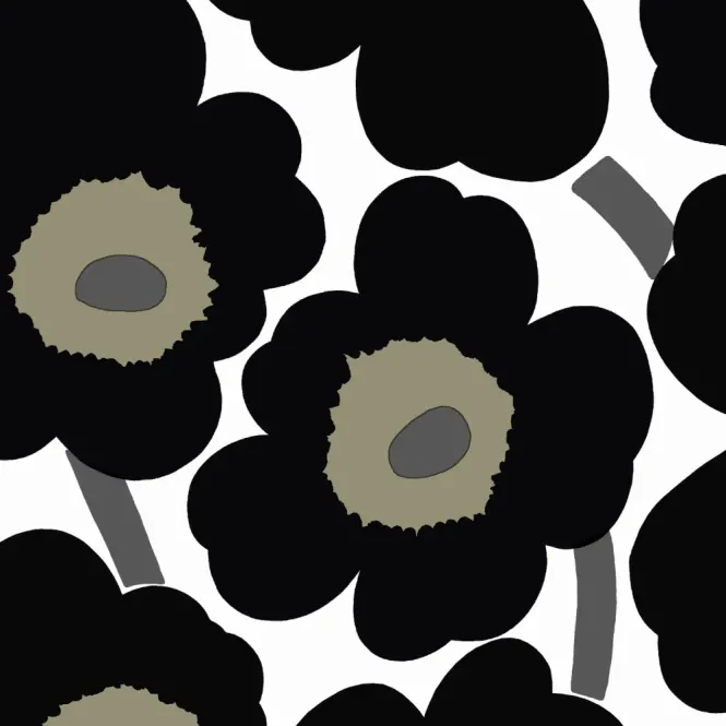 Hovedbilde Marimekko Unikko Black White Kaffe 24x24cm